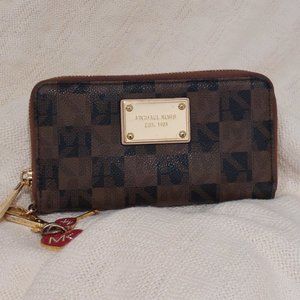 Michael Kors Cynthia Brown Checkered Wallet